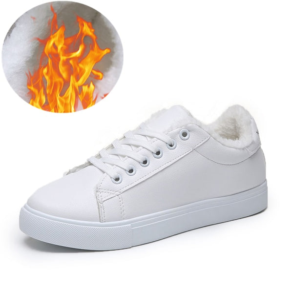 HOT Women  Fashion Breathble Vulcanized Shoes Women Lace up Casual Shoes White