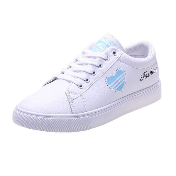 HOT Women  Fashion Breathble Vulcanized Shoes Women Lace up Casual Shoes White
