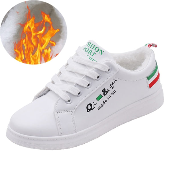HOT Women  Fashion Breathble Vulcanized Shoes Women Lace up Casual Shoes White