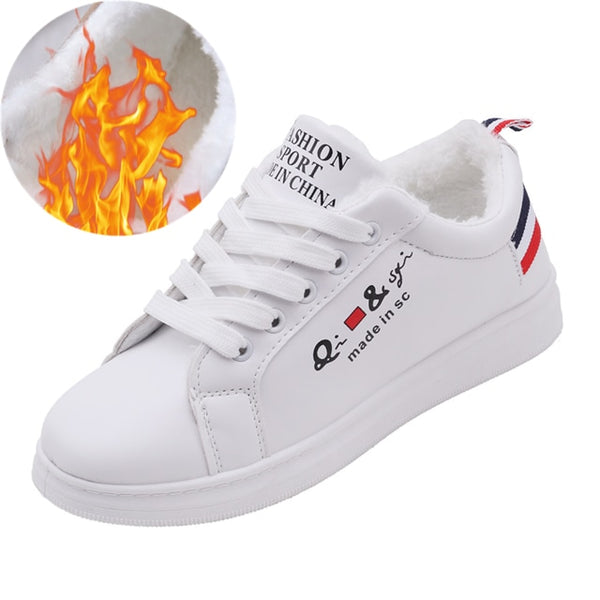 HOT Women  Fashion Breathble Vulcanized Shoes Women Lace up Casual Shoes White