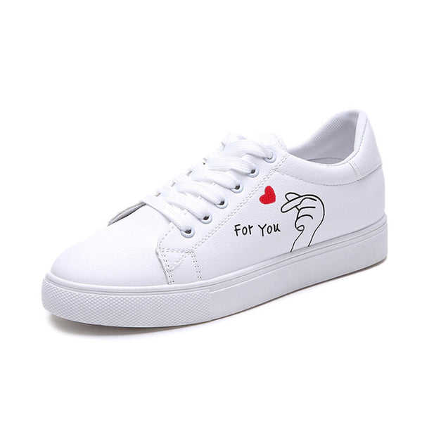 HOT Women  Fashion Breathble Vulcanized Shoes Women Lace up Casual Shoes White