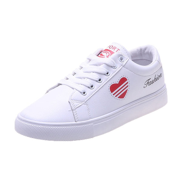 HOT Women  Fashion Breathble Vulcanized Shoes Women Lace up Casual Shoes White