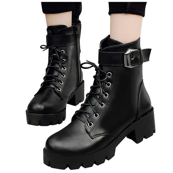 Fashion Leather Martins Boots  For Woman High Quality Waterproof Platform Boots Drop