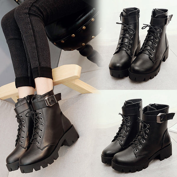 Fashion Leather Martins Boots  For Woman High Quality Waterproof Platform Boots Drop