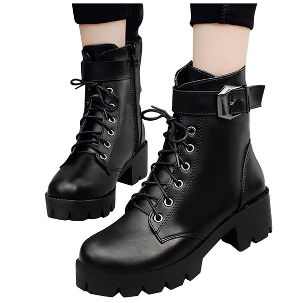 Fashion Leather Martins Boots  For Woman High Quality Waterproof Platform Boots Drop