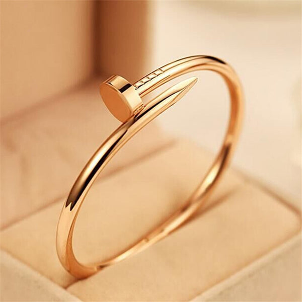 Simple Titanium Steel Stainless Steel Nails Bracelet Silver Gold Bracelets Bangles for Women Men Best  Jewelry brazalete hombre