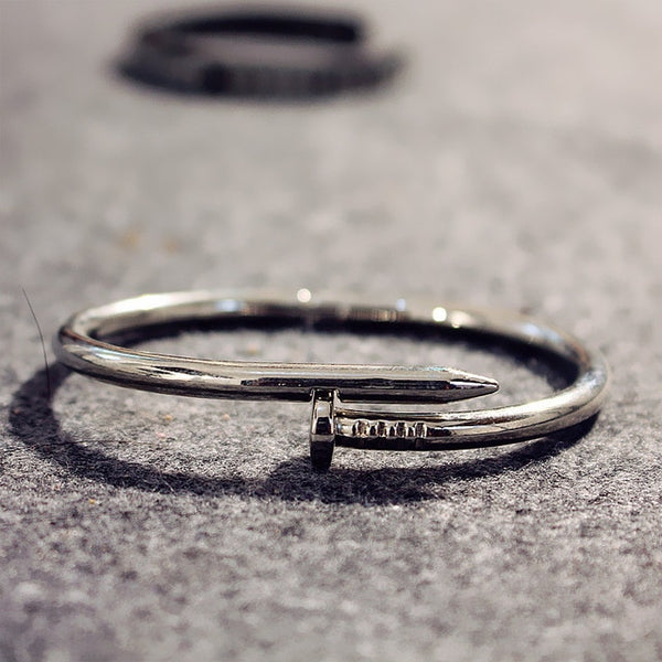Simple Titanium Steel Stainless Steel Nails Bracelet Silver Gold Bracelets Bangles for Women Men Best  Jewelry brazalete hombre