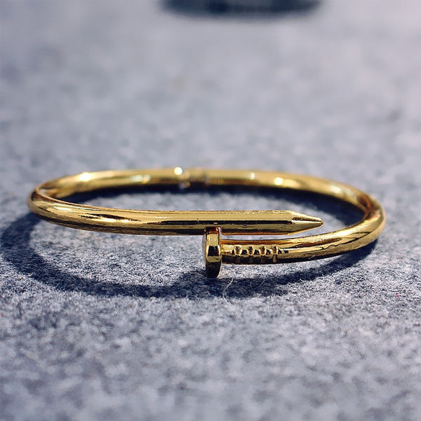 Simple Titanium Steel Stainless Steel Nails Bracelet Silver Gold Bracelets Bangles for Women Men Best  Jewelry brazalete hombre