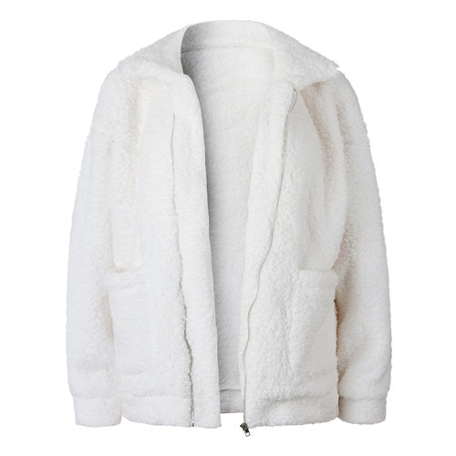 women jacket coat 2019 fashion zipper warm with fur women coat