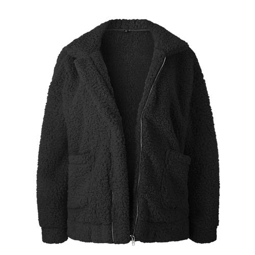 women jacket coat 2019 fashion zipper warm with fur women coat