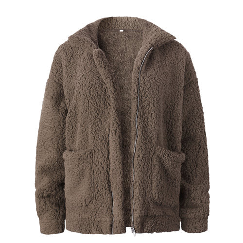 women jacket coat 2019 fashion zipper warm with fur women coat