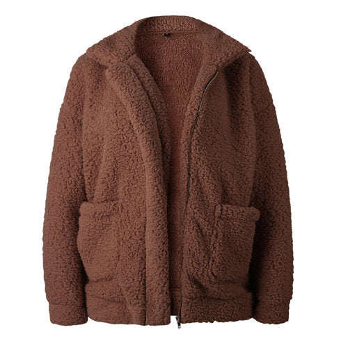 women jacket coat 2019 fashion zipper warm with fur women coat