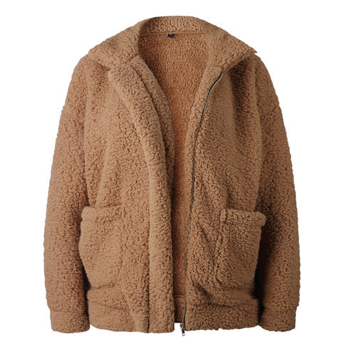 women jacket coat 2019 fashion zipper warm with fur women coat