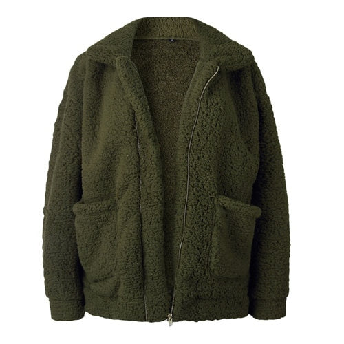 women jacket coat 2019 fashion zipper warm with fur women coat