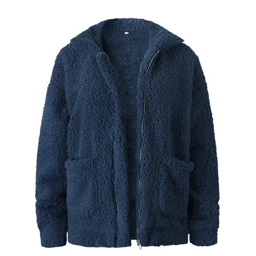 women jacket coat 2019 fashion zipper warm with fur women coat