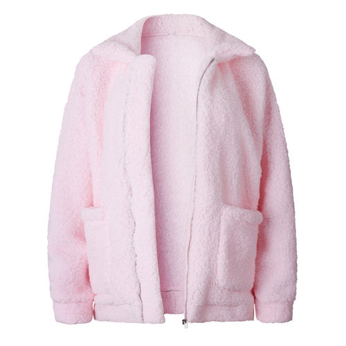 women jacket coat 2019 fashion zipper warm with fur women coat