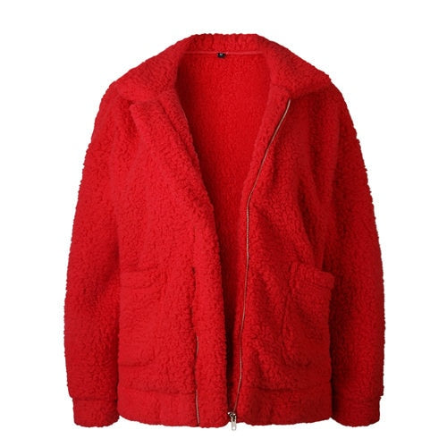 women jacket coat 2019 fashion zipper warm with fur women coat