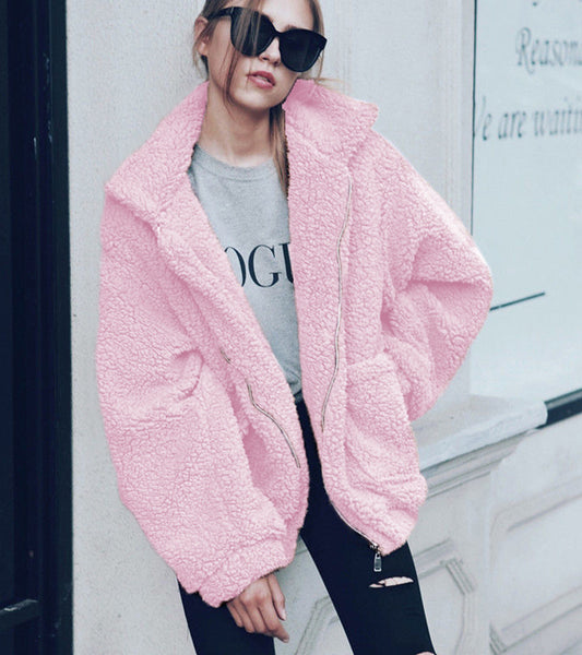 women jacket coat 2019 fashion zipper warm with fur women coat