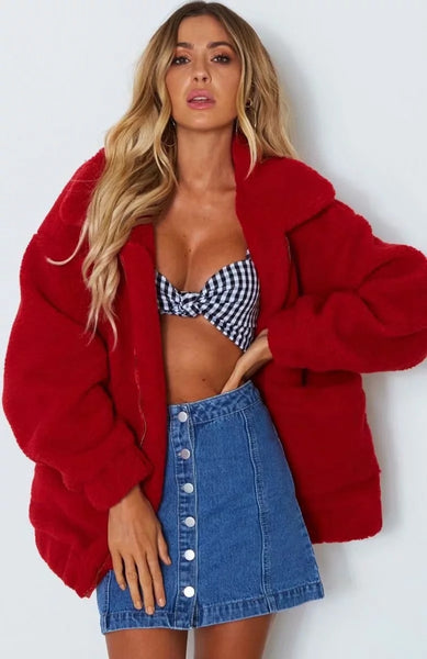 women jacket coat 2019 fashion zipper warm with fur women coat