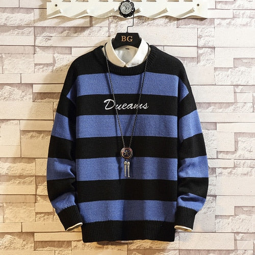Pullover O-neck Sweater Color Matching