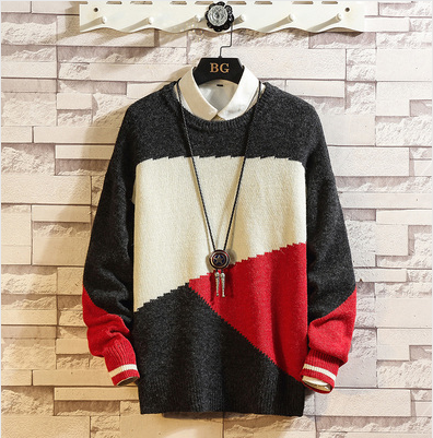 Pullover O-neck Sweater Color Matching