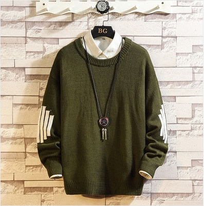 Pullover O-neck Sweater Color Matching