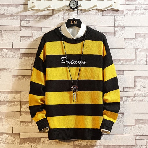 Pullover O-neck Sweater Color Matching