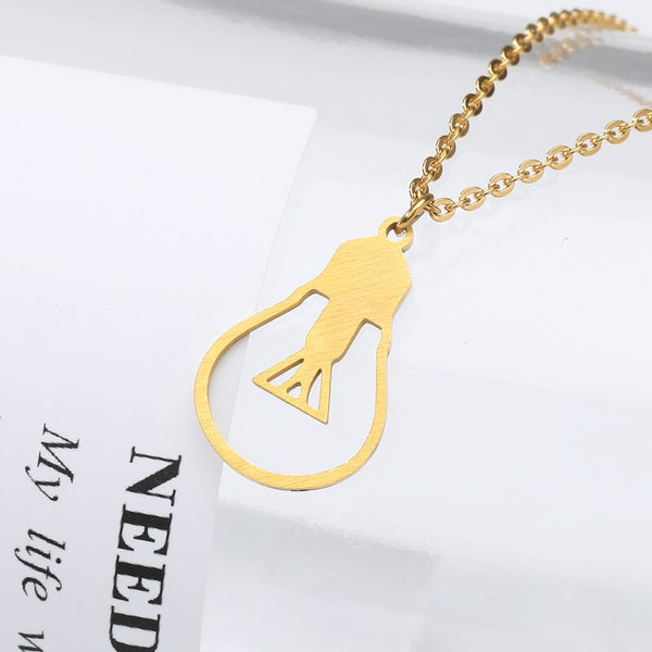 Generous Light Bulb Pendant Necklaces For Women Gold Sliver Color Geometric Collar Fashion Stainless Steel Long Chain Jwelery