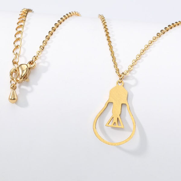 Generous Light Bulb Pendant Necklaces For Women Gold Sliver Color Geometric Collar Fashion Stainless Steel Long Chain Jwelery