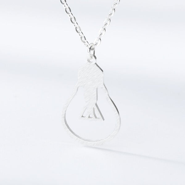 Generous Light Bulb Pendant Necklaces For Women Gold Sliver Color Geometric Collar Fashion Stainless Steel Long Chain Jwelery