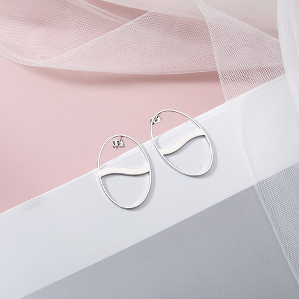New Fashion Earrings Irregular Wavy Elliptical Big Ring Earrings For Women Gold Color Stainless Steel Stud Earrings Jwelery Gift