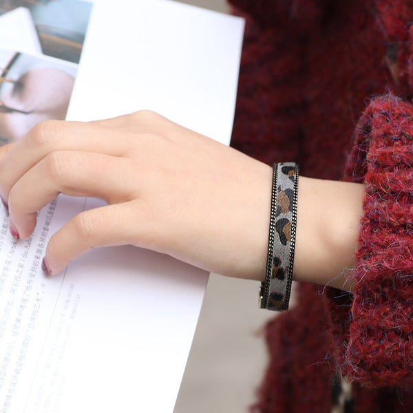 UBEAUTY Fashion Woman Horsehair Leather Bracelet Stainless Steel Magnetic Buckle Trendy