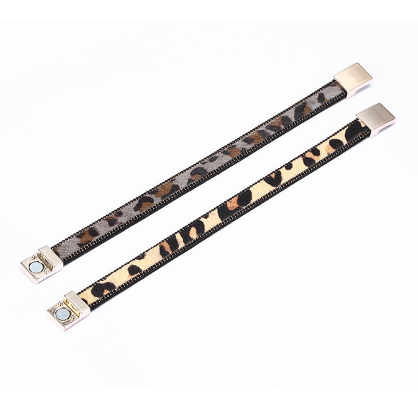 UBEAUTY Fashion Woman Horsehair Leather Bracelet Stainless Steel Magnetic Buckle Trendy