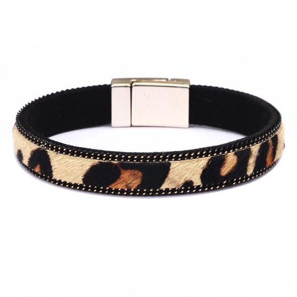 UBEAUTY Fashion Woman Horsehair Leather Bracelet Stainless Steel Magnetic Buckle Trendy