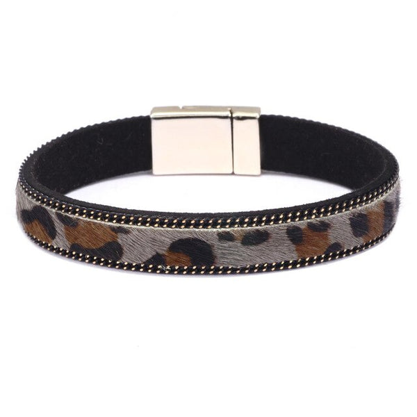 UBEAUTY Fashion Woman Horsehair Leather Bracelet Stainless Steel Magnetic Buckle Trendy