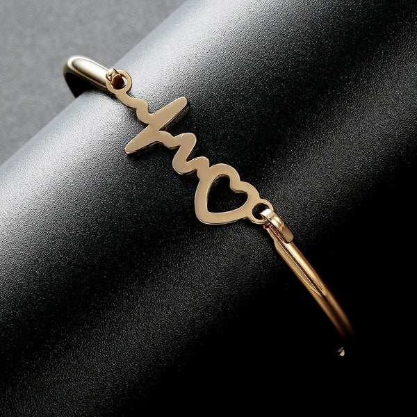 BRIGHT MOON  Trendy Women Accessories Silver Gold Bangle for Woman Stainless Bangle Twisted LOVE