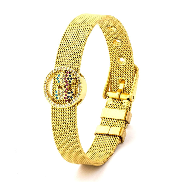 Top Quality Stainless Steel Watch Belt Bracelets For Women Men Golden Bangle CZ Boys & Girls Accessories Party Jewelry Gift