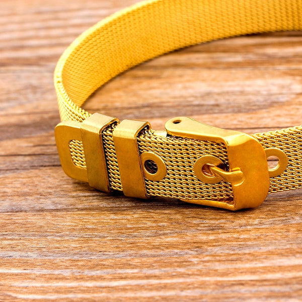 Top Quality Stainless Steel Watch Belt Bracelets For Women Men Golden Bangle CZ Boys & Girls Accessories Party Jewelry Gift