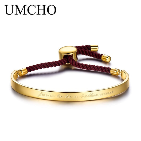 UMCHO Solid 925 Sterling Silver Bangles Free Expansion Anniversary Bracelets Gifts Couple