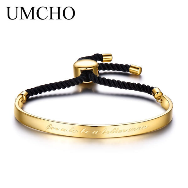UMCHO Solid 925 Sterling Silver Bangles Free Expansion Anniversary Bracelets Gifts Couple