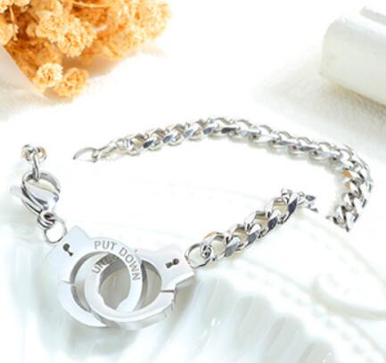 Simple Personality Titanium Steel Handcuff Bracelet Stainless Steel Couple Bracelet