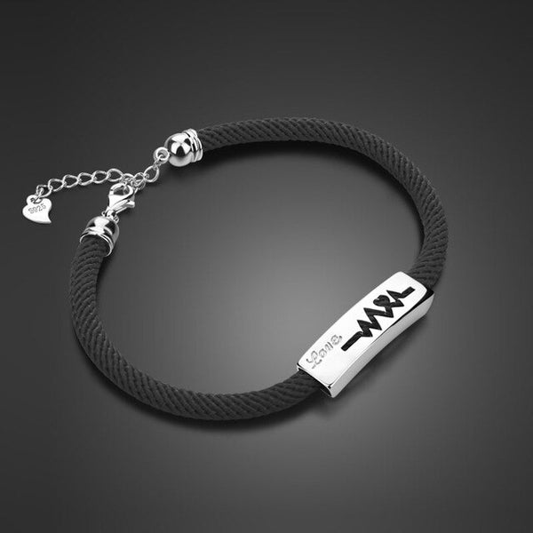 Chinese style couple jewelry red / black hand strap design solid silver pendant heartbeat bracelet chic male / female