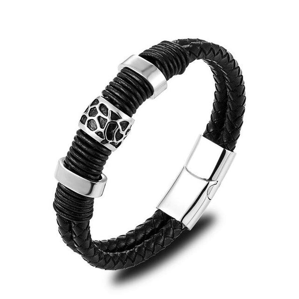 New couple stainless steel leather woven bracelet leather bracelet men's gift