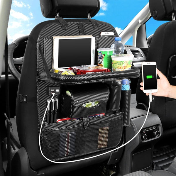New PU Leather Car Seat Back Bag  Organizer Pad Storage Pocket Box Travel