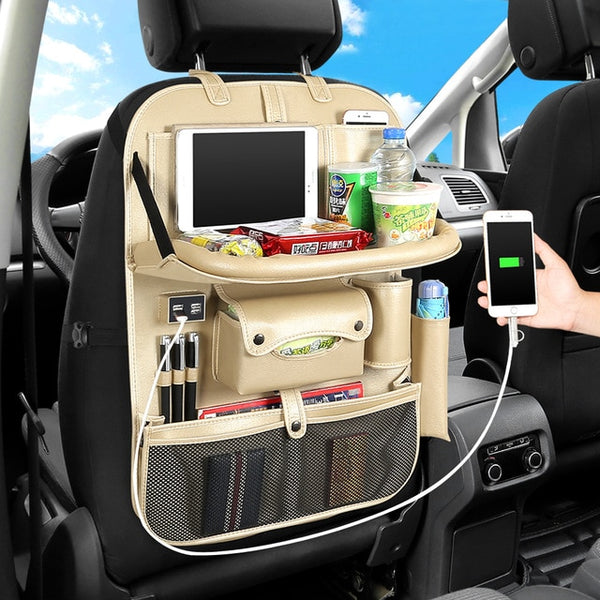 New PU Leather Car Seat Back Bag  Organizer Pad Storage Pocket Box Travel