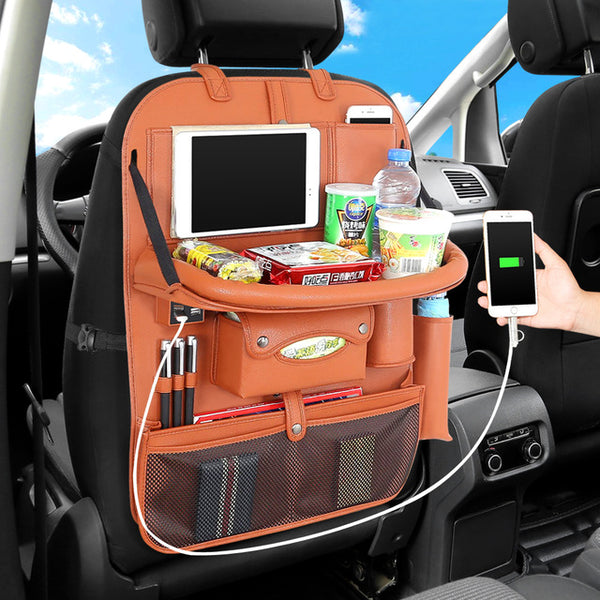 New PU Leather Car Seat Back Bag  Organizer Pad Storage Pocket Box Travel