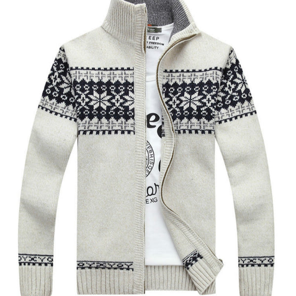 Sweater men's new fashion jacquard thick sweater