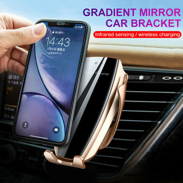 KSTUCNE 10W Qi Car Wireless Charger For iPhone/Samsung Note 10 Intelligent Infrared Fast Wireless Charging Car Phone Holder
