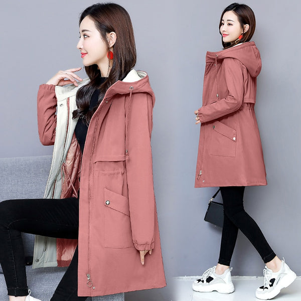 Windwear Women's Mid-long Korean Edition Autumn and Winter  Fashion Cotton Coat
