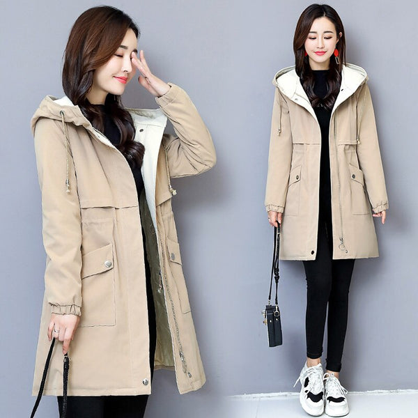 Windwear Women's Mid-long Korean Edition Autumn and Winter  Fashion Cotton Coat